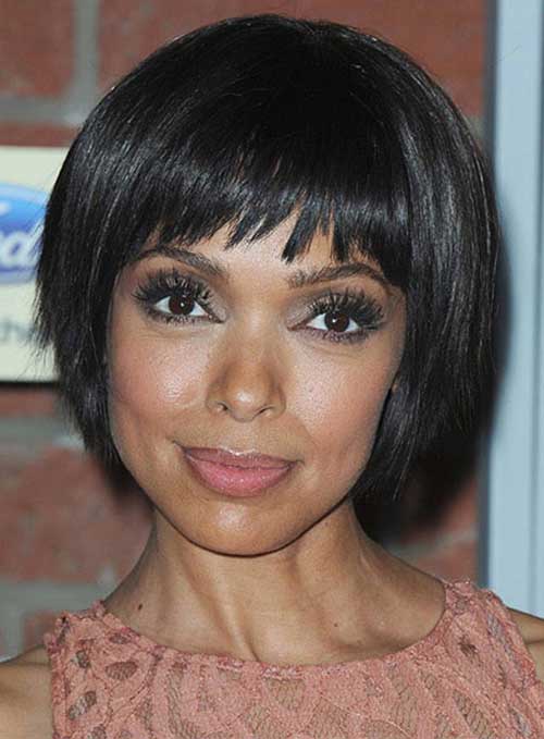 Blunt Bob Haircut with Bangs for Black Women Over 40