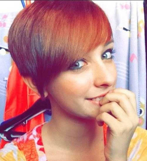Short Cute Girl Straight Red Hairstyle