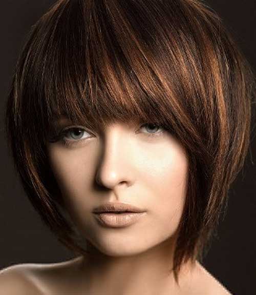 Brown Bob Hairstyles with Bangs