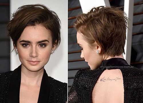 Lily Collins Short Cropped Hair