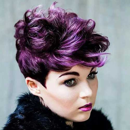 Purple Color Punk Pixie Cuts