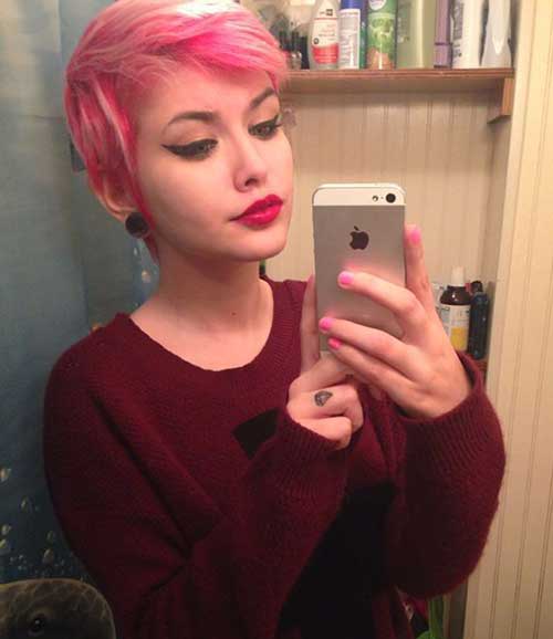 Pink Colored Pixie Hairstyle
