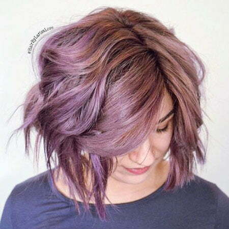 Purple Bob Hair Wavy