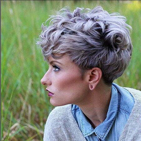 Grey Colored Thick Hair, Pixie Short Choppy Messy