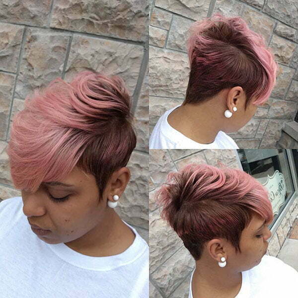 Short Pink Hairstyles For Black Women