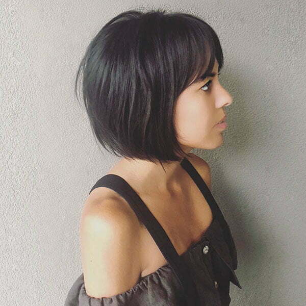 Brunette Bob Hairstyles With Fringe