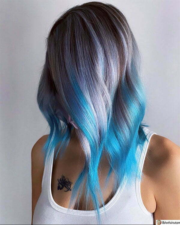 blue hair on short hair