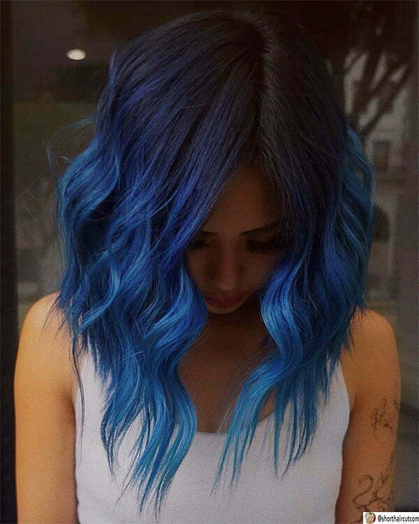 cute haircuts for blue hair