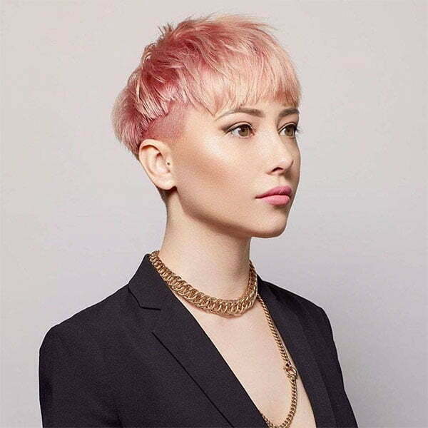 short hair pink color