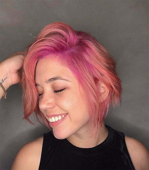 short hair pink women