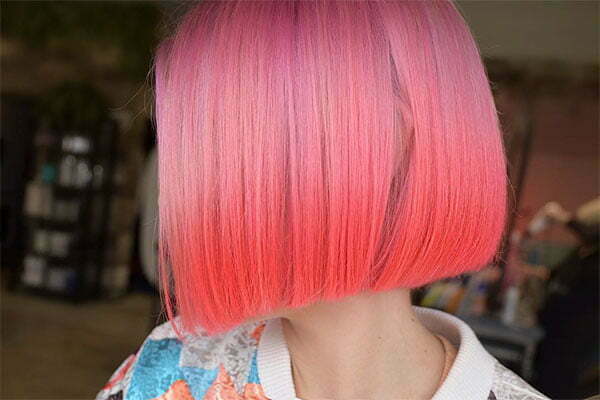 short hair with pink