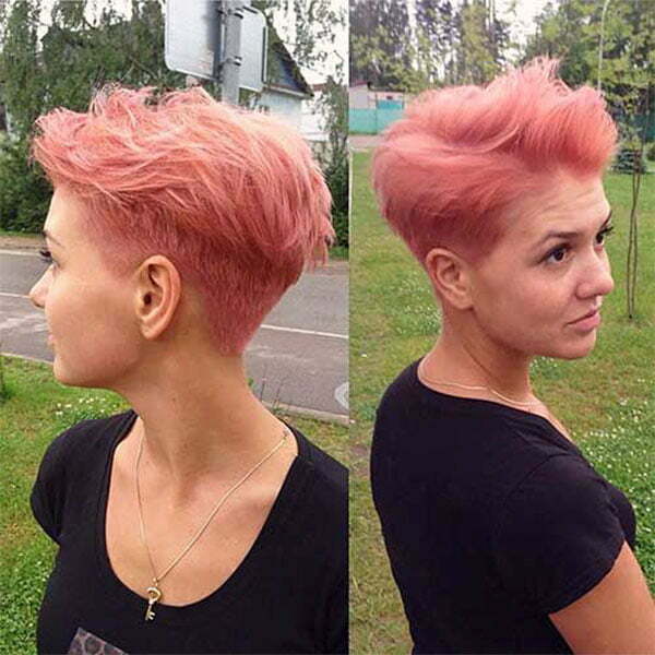 short pink hair cut