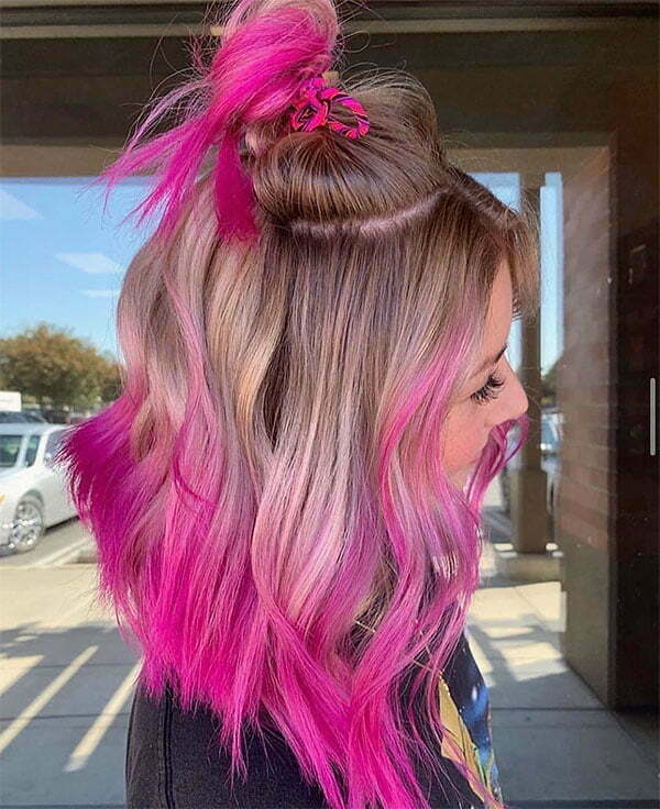 short pink hair style