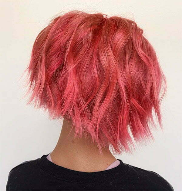 women with short pink hair