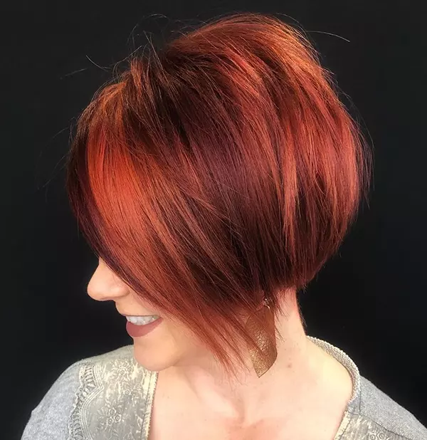 Auburn Pixie with Bright Red Highlights