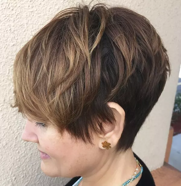 Layered Brown Pixie with Subtle Balayage