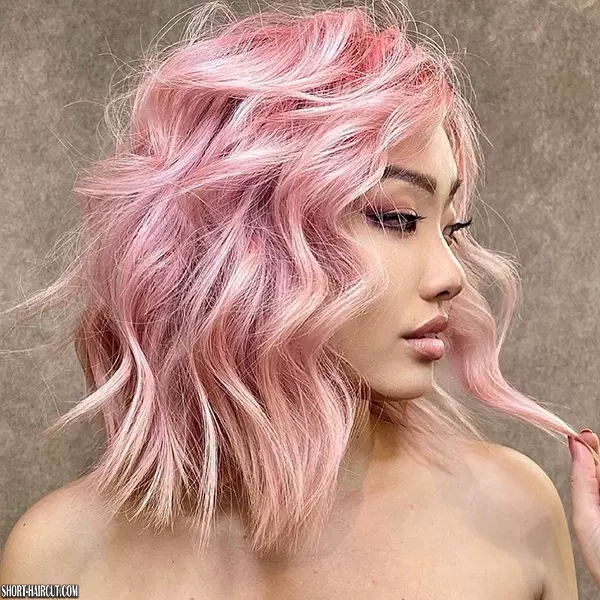 Messy Short Pink Hair Color