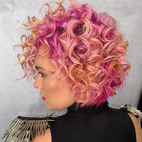 Short Curly Pink Hairstyle
