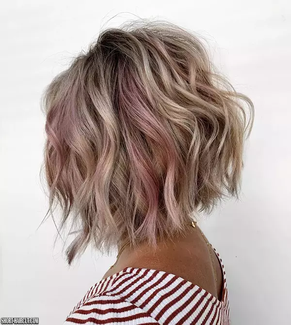 Messy Short Blonde Pink Hair Color