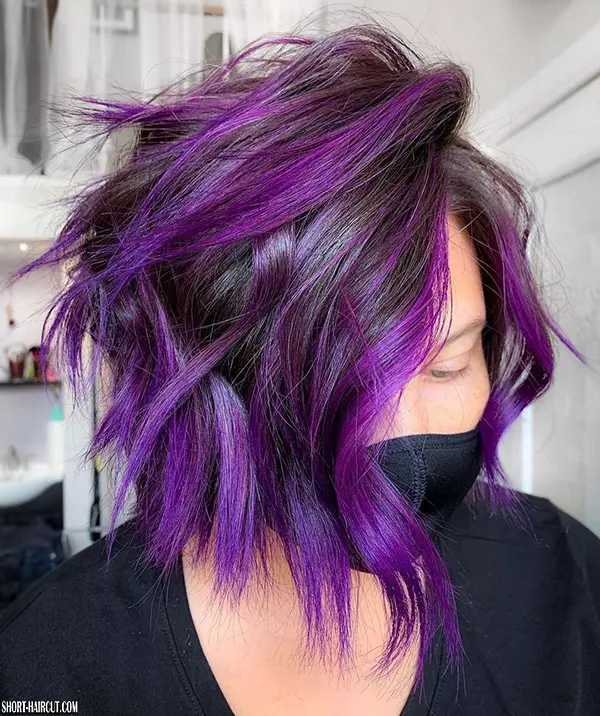 Short Hairstyles With Purple Highlights