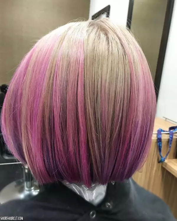 Pink Highlights Short Hair