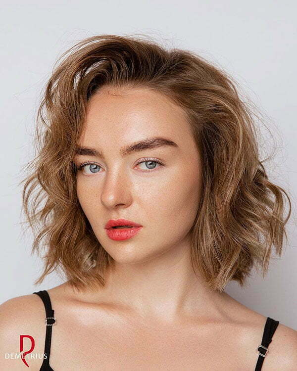 Textured Messy Bob with Loose Waves for Fine Hair