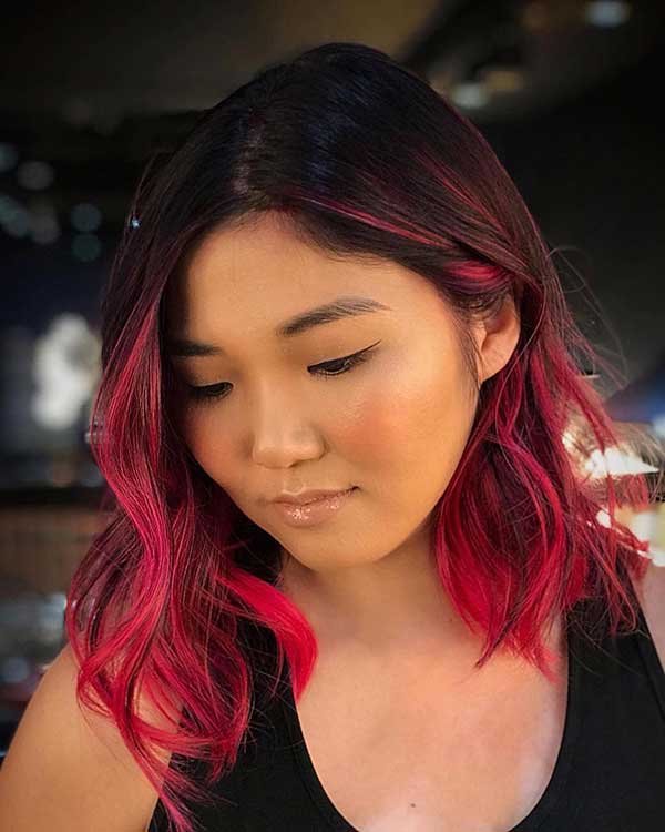 Bright Red Ombre Short Hair