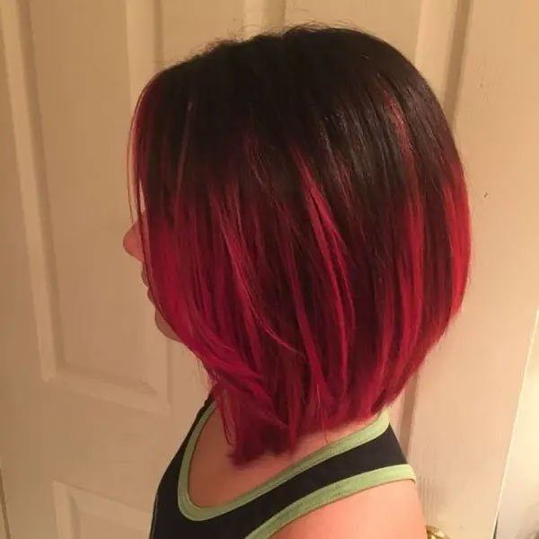 Bright Red Ombre Short Hair