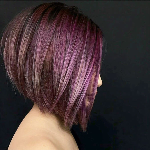 Brown To Purple Ombre Short Hair