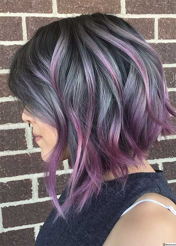 Short Silver Purple Hair
