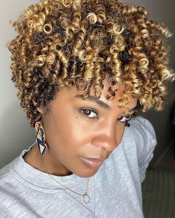 Short Curly Brown Hair With Blonde Highlights