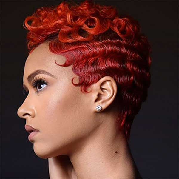 Red Curly Pixie Cut