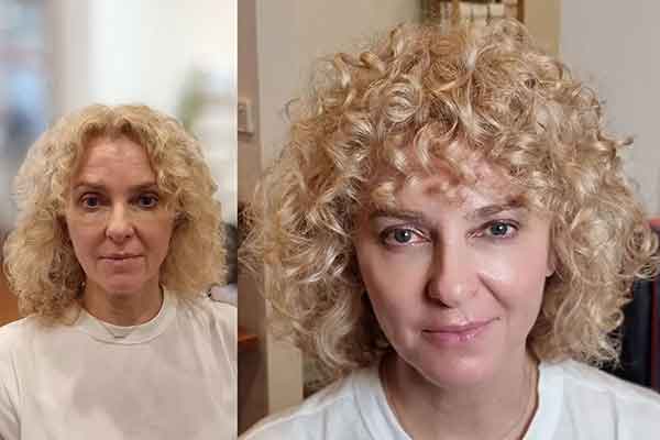 Short Curly Blonde Hair With Bangs