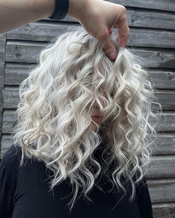 Platinum Blonde Short Curly Hair