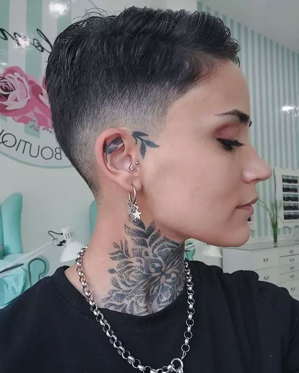 Short Pixie Cut With Shaved Sides