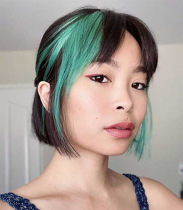 Short Black And Green Hair