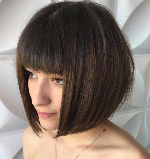 Blunt Angled Bob With Bangs