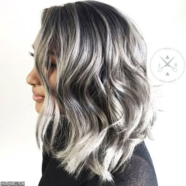 Short Curly Hair With Grey Highlights