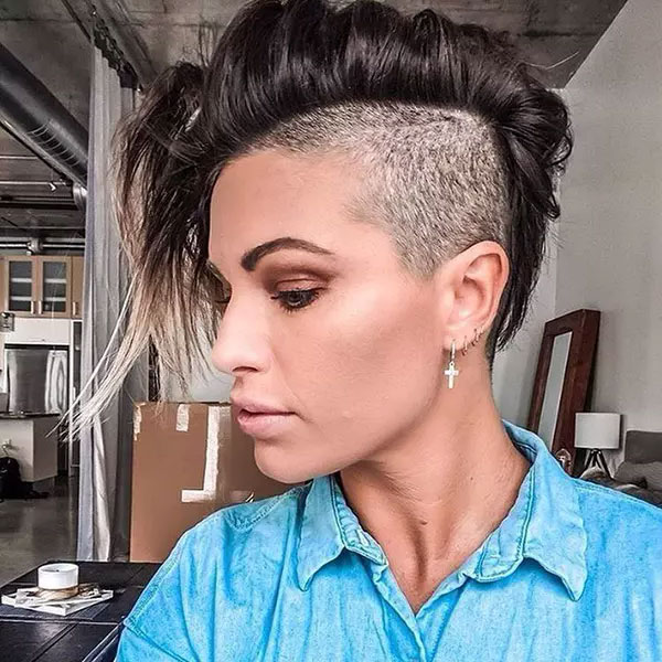 Pixie Cut Shaved Sides Long Top
