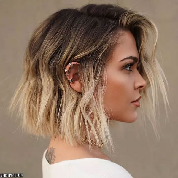 Short Layered Brown Hair With Blonde Highlights