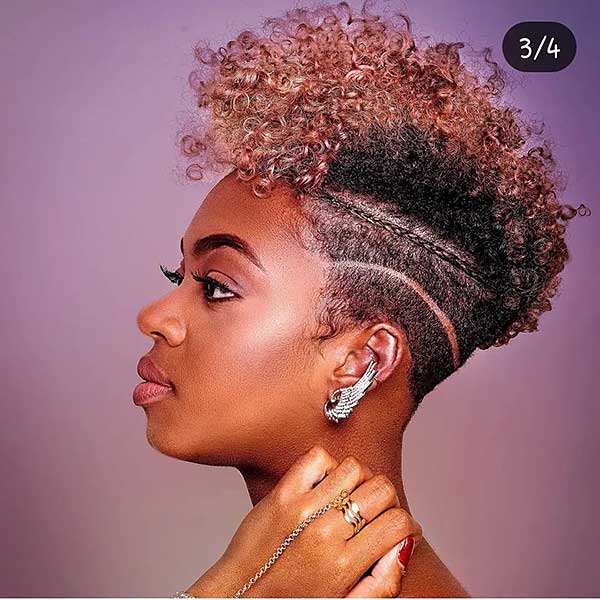 Short Curly Crochet Hairstyles With Shaved Sides
