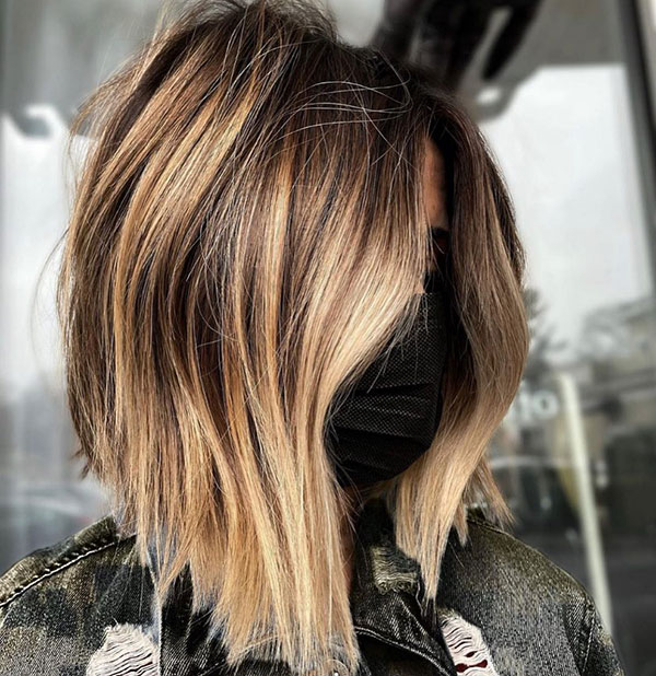 Short Brown Hair With Blonde Highlights Straight