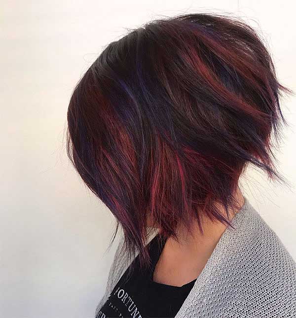 Short Dark Hair With Red Highlights