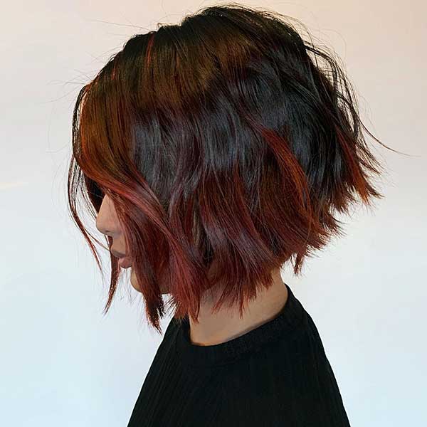 Dark Red Ombre Short Hair