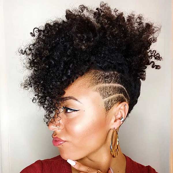 Short Curly Crochet Hairstyles With Shaved Sides
