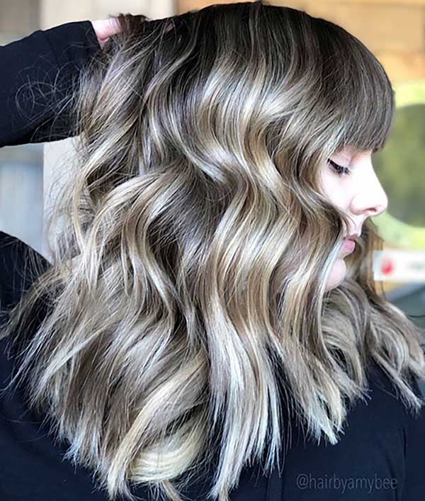 Textured Lob With Bangs