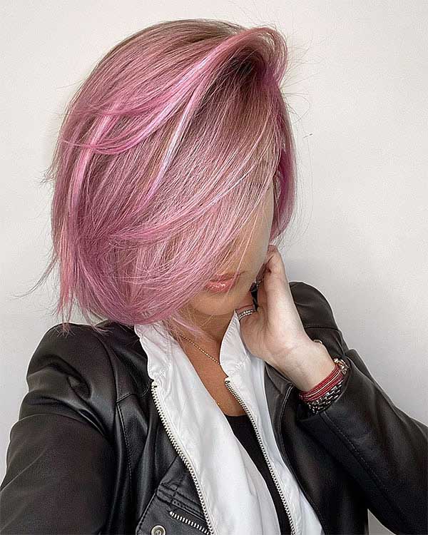 Short Blonde Hair With Pink Highlights